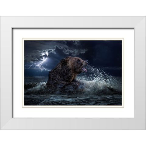 Lightning Warrior White Modern Wood Framed Art Print with Double Matting by Parker, Kelley
