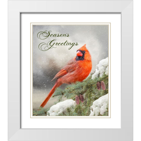 Seasons Greetings White Modern Wood Framed Art Print with Double Matting by Parker, Kelley