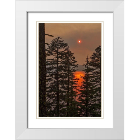 Smokey Sunset - Crater Lake White Modern Wood Framed Art Print with Double Matting by McFerrin, Larry