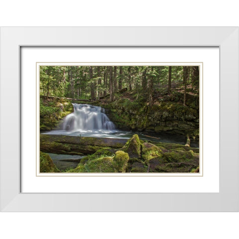 Whitehorse Falls White Modern Wood Framed Art Print with Double Matting by McFerrin, Larry