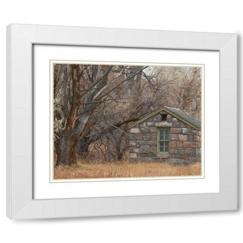 Stone Cabin White Modern Wood Framed Art Print with Double Matting by McFerrin, Larry