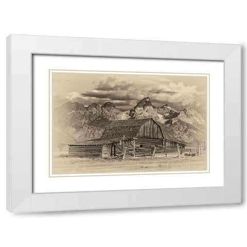 Mormon Row Barn White Modern Wood Framed Art Print with Double Matting by McFerrin, Larry