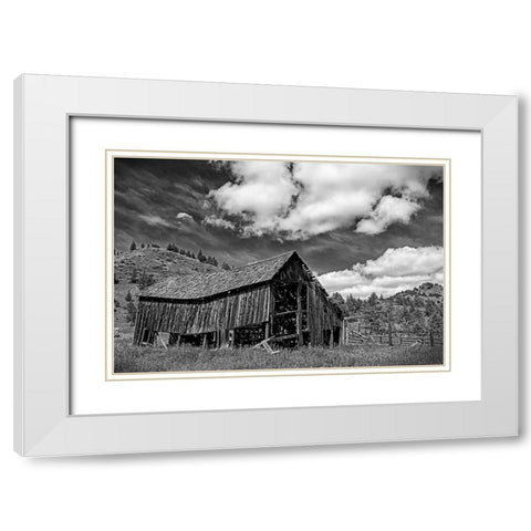 Old Barn and Corral White Modern Wood Framed Art Print with Double Matting by McFerrin, Larry