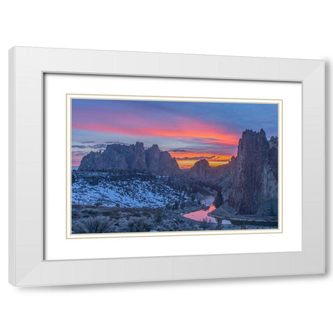 Smith Rock II White Modern Wood Framed Art Print with Double Matting by McFerrin, Larry