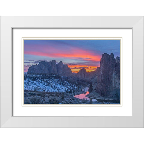 Smith Rock II White Modern Wood Framed Art Print with Double Matting by McFerrin, Larry