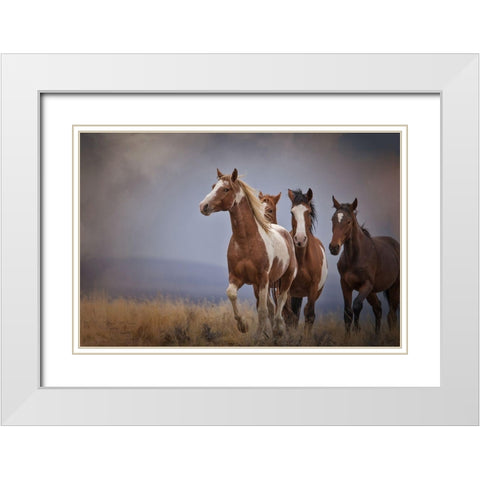 Wild Stallion White Modern Wood Framed Art Print with Double Matting by McFerrin, Larry