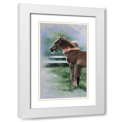 Emily and the Foal White Modern Wood Framed Art Print with Double Matting by Harrison, Lesley