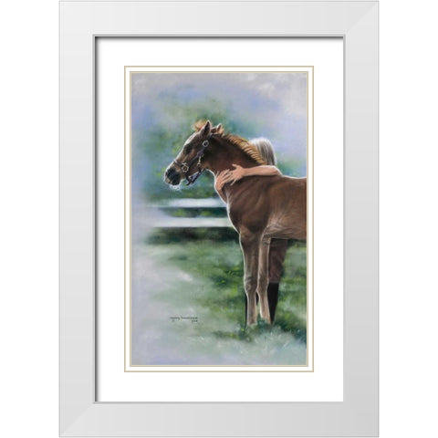 Emily and the Foal White Modern Wood Framed Art Print with Double Matting by Harrison, Lesley