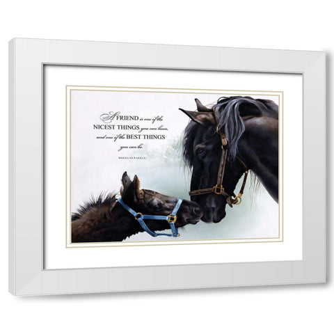 Friend White Modern Wood Framed Art Print with Double Matting by Harrison, Lesley