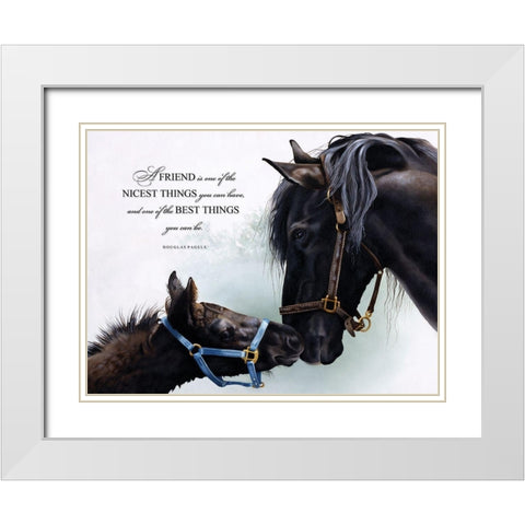 Friend White Modern Wood Framed Art Print with Double Matting by Harrison, Lesley