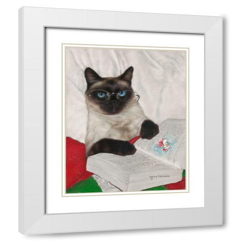 It Was the Night Before Christmas White Modern Wood Framed Art Print with Double Matting by Harrison, Lesley