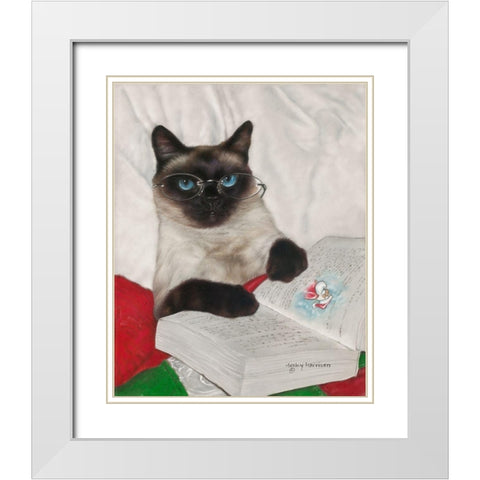 It Was the Night Before Christmas White Modern Wood Framed Art Print with Double Matting by Harrison, Lesley