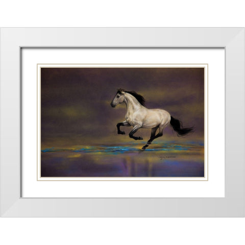 A Ribbon of Blue White Modern Wood Framed Art Print with Double Matting by Harrison, Lesley