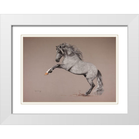 Siux White Modern Wood Framed Art Print with Double Matting by Harrison, Lesley