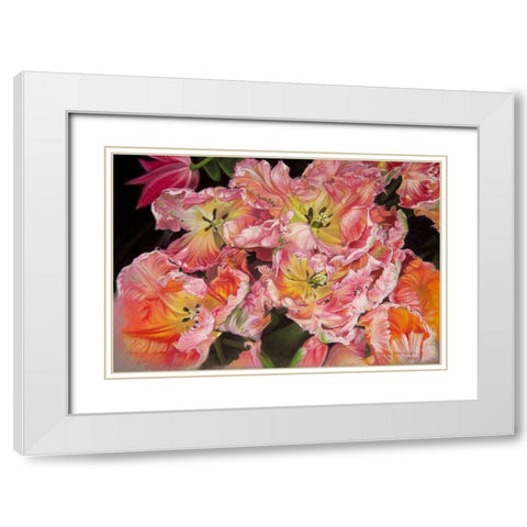 Tulips White Modern Wood Framed Art Print with Double Matting by Harrison, Lesley