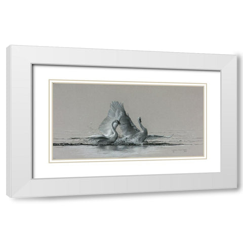 Feathered Dance White Modern Wood Framed Art Print with Double Matting by Harrison, Lesley