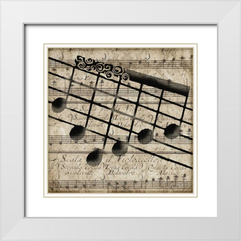 Musical I White Modern Wood Framed Art Print with Double Matting by Wolk, Lisa