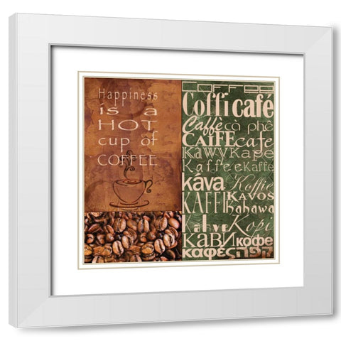Coffee in Any Language White Modern Wood Framed Art Print with Double Matting by Wolk, Lisa