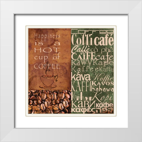 Coffee in Any Language White Modern Wood Framed Art Print with Double Matting by Wolk, Lisa