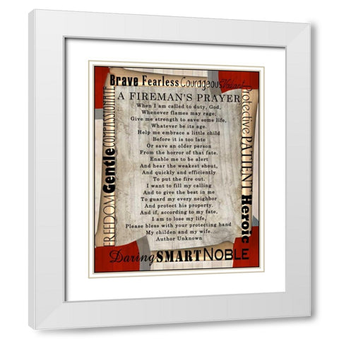 Firefighters Prayer White Modern Wood Framed Art Print with Double Matting by Wolk, Lisa
