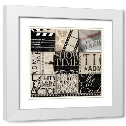 Movie 9 Patch White Modern Wood Framed Art Print with Double Matting by Wolk, Lisa