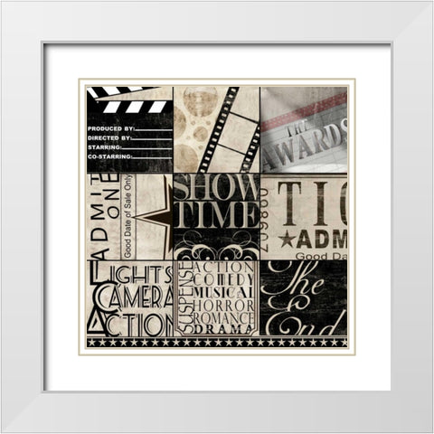 Movie 9 Patch White Modern Wood Framed Art Print with Double Matting by Wolk, Lisa