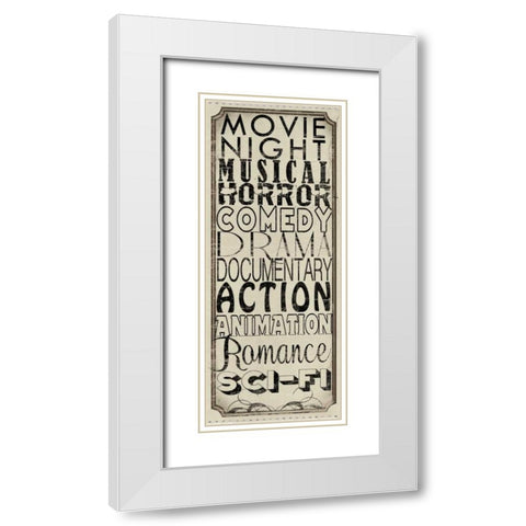 Movie Night White Modern Wood Framed Art Print with Double Matting by Wolk, Lisa