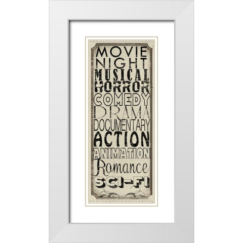 Movie Night White Modern Wood Framed Art Print with Double Matting by Wolk, Lisa