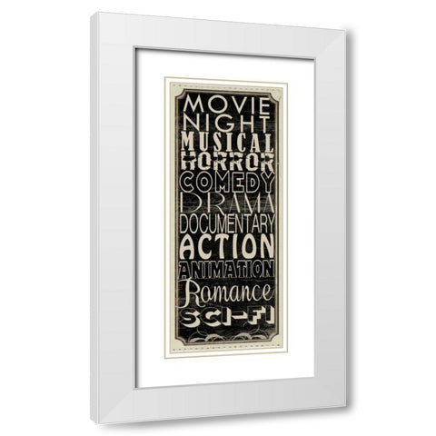 Movie Night II White Modern Wood Framed Art Print with Double Matting by Wolk, Lisa