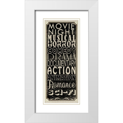 Movie Night II White Modern Wood Framed Art Print with Double Matting by Wolk, Lisa