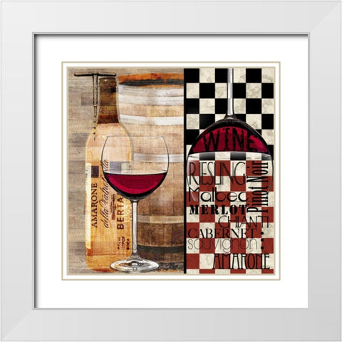 Deco Wine White Modern Wood Framed Art Print with Double Matting by Wolk, Lisa