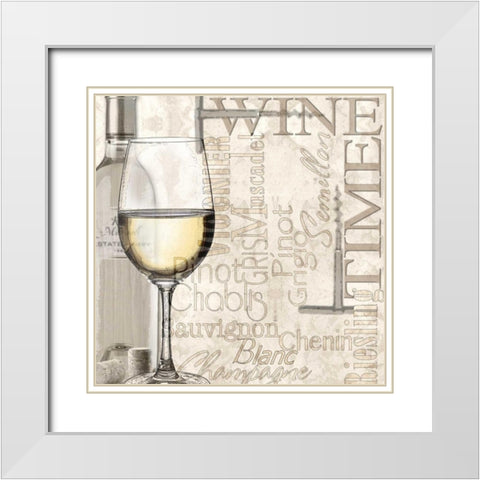 Time for Wine - White White Modern Wood Framed Art Print with Double Matting by Wolk, Lisa