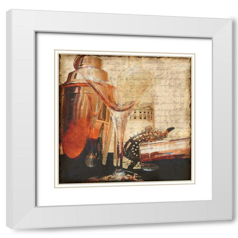 Vintage Martini White Modern Wood Framed Art Print with Double Matting by Wolk, Lisa