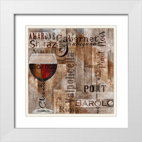 Classic Red Wines White Modern Wood Framed Art Print with Double Matting by Wolk, Lisa