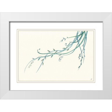 Blue Vines I White Modern Wood Framed Art Print with Double Matting by Lee, Judson