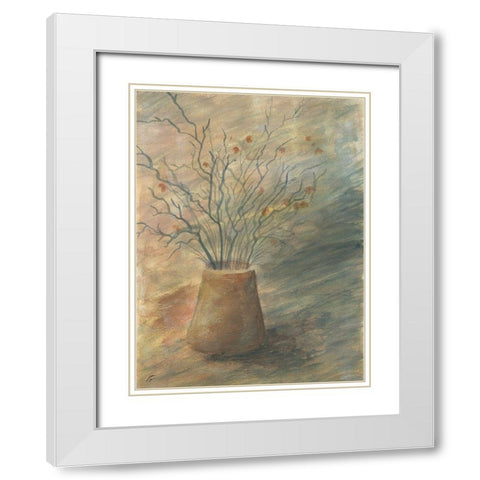Dried Twig Buds White Modern Wood Framed Art Print with Double Matting by Lee, Judson