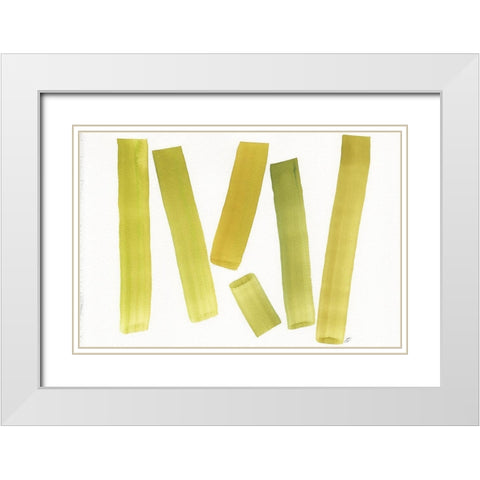 Emerald Stripes II White Modern Wood Framed Art Print with Double Matting by Lee, Judson