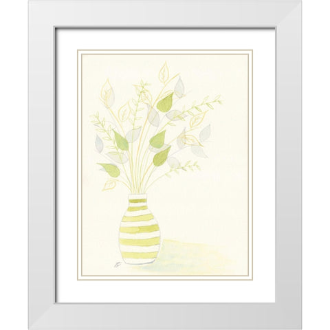 Light Green Arrangement White Modern Wood Framed Art Print with Double Matting by Lee, Judson