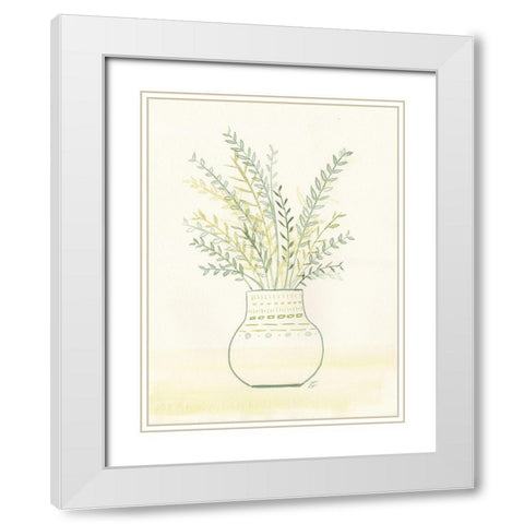 Fern Arrangement White Modern Wood Framed Art Print with Double Matting by Lee, Judson