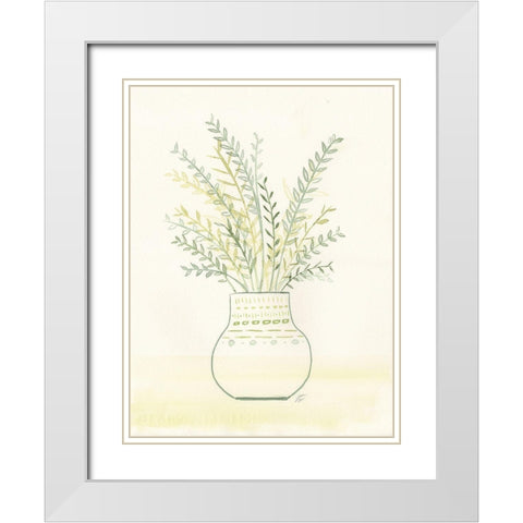 Fern Arrangement White Modern Wood Framed Art Print with Double Matting by Lee, Judson