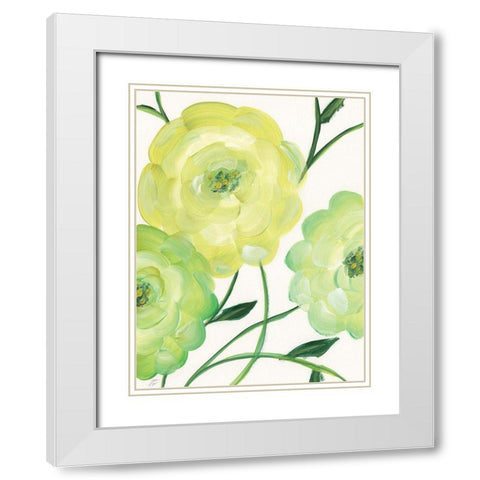 Yellow Emerald Florals II White Modern Wood Framed Art Print with Double Matting by Lee, Judson