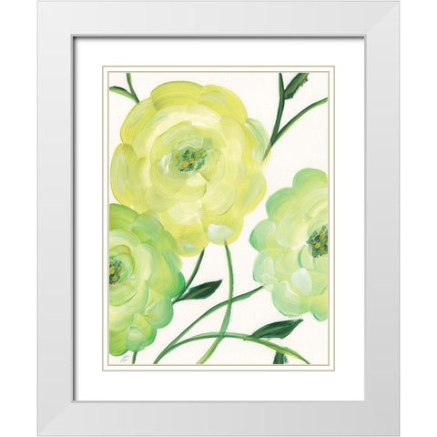 Yellow Emerald Florals II White Modern Wood Framed Art Print with Double Matting by Lee, Judson