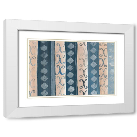 Tan and Indigo Stripe White Modern Wood Framed Art Print with Double Matting by Lee, Judson