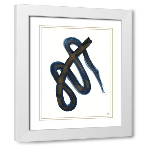 Blue Script I White Modern Wood Framed Art Print with Double Matting by Lee, Judson