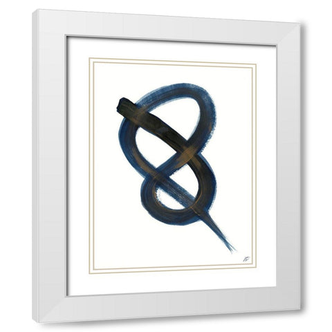 Blue Script II White Modern Wood Framed Art Print with Double Matting by Lee, Judson