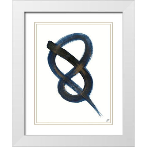 Blue Script II White Modern Wood Framed Art Print with Double Matting by Lee, Judson