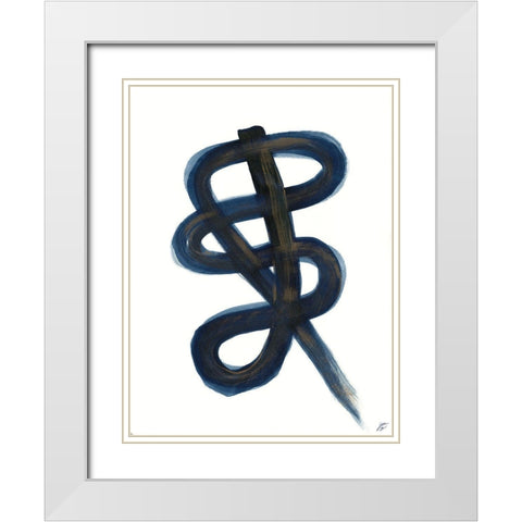 Blue Script III White Modern Wood Framed Art Print with Double Matting by Lee, Judson