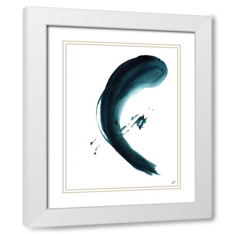 Single Blue Stroke III White Modern Wood Framed Art Print with Double Matting by Lee, Judson