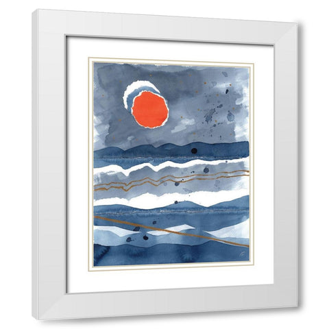 Triple Moon White Modern Wood Framed Art Print with Double Matting by Lee, Judson