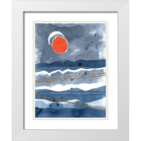Triple Moon White Modern Wood Framed Art Print with Double Matting by Lee, Judson
